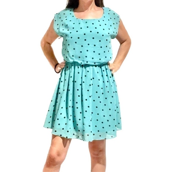 Bcx Polka Dot Midi Dress Robins Egg Blue - Picture 1 of 5